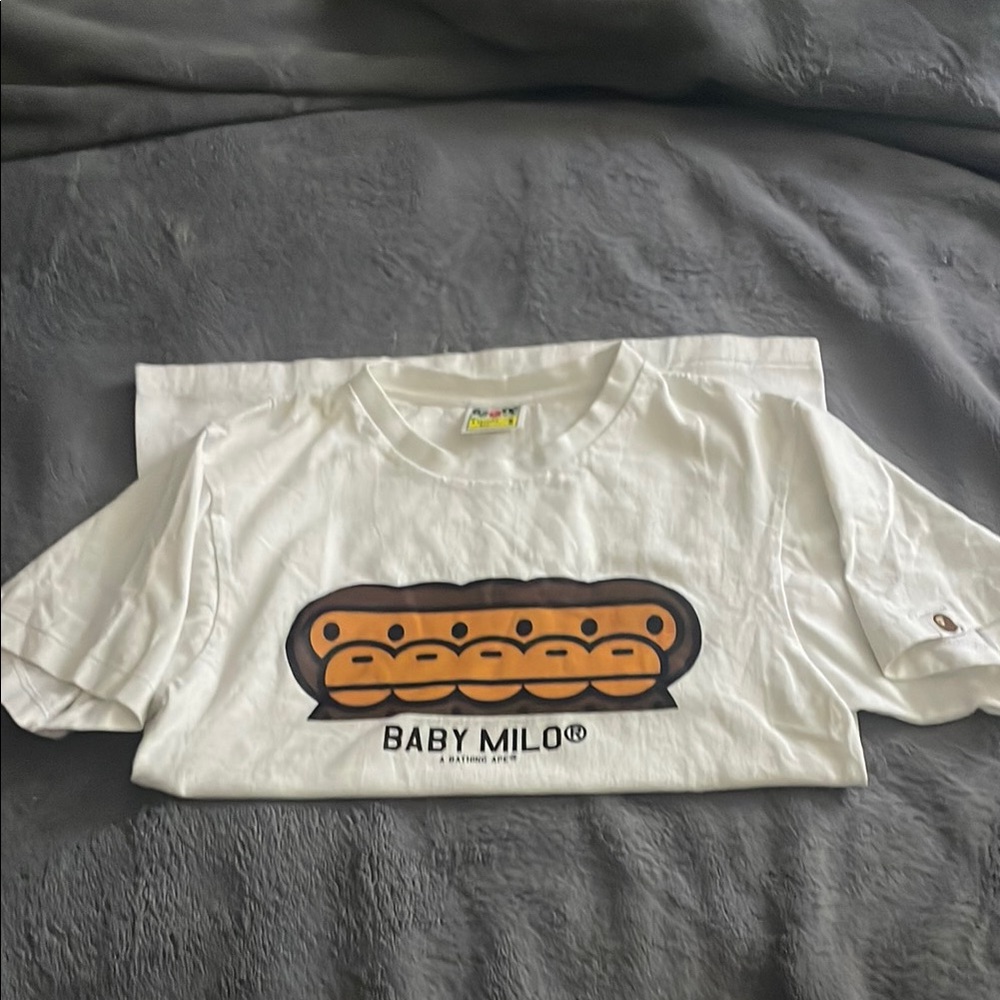Bape White Short Sleeve Tee with Graphic Design